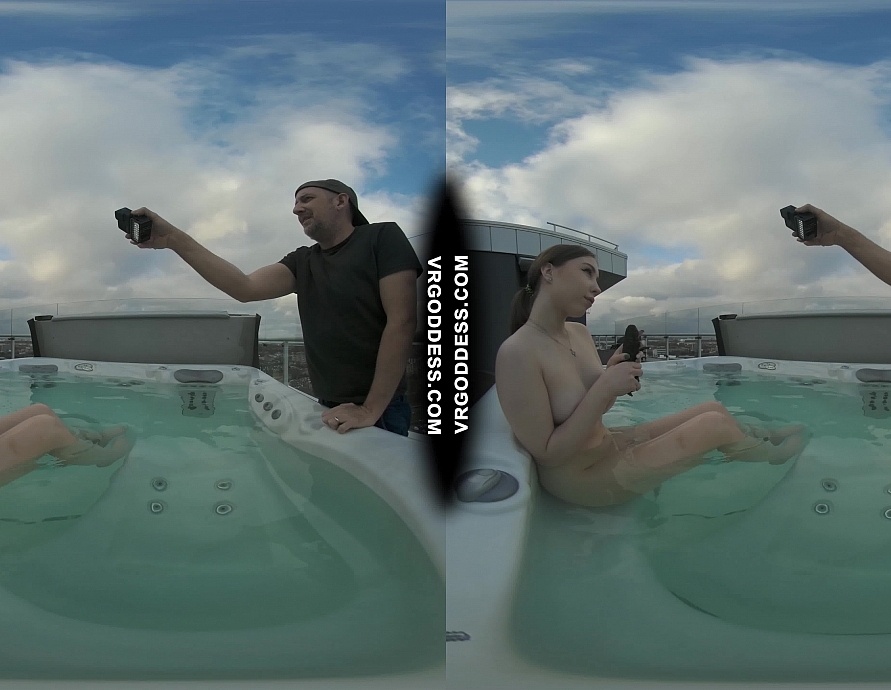 Behind the Scenes Filming Pretty Lika Rooftop Jacuzzi Dildo Masturbating
