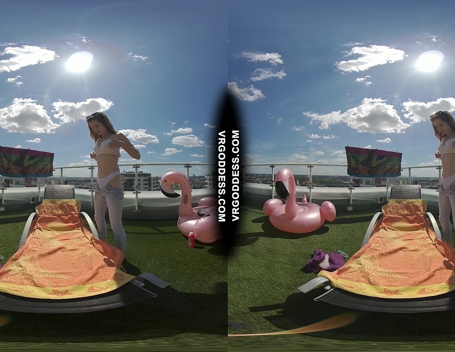 Skinny Model Josie Jilling with a Dildo in the Rooftop Sun