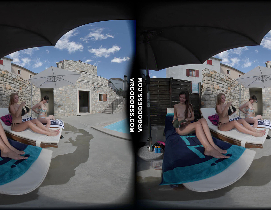 Kristina Emmux and Rebeka Ruby Poolside Naked Sunbathing Swimming Italian Villa