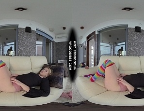 070621_thigh_high_rainbow_socks_adriana_banging_herself_out_with_realistic_moving_big_dildo