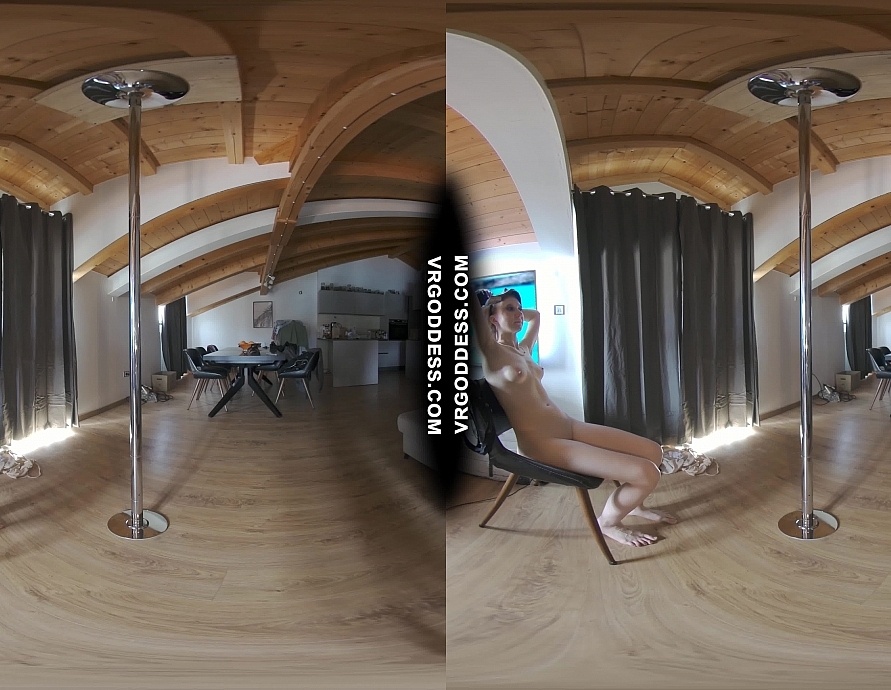 Big Boobed Model Diana Giving Private Strip Show Pole Dance for Anonymous Masked Ingrida